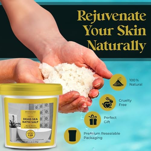 Aromasong Dead Sea Salts for Soaking - 5 Lb. Fine Grain Bath Salt Soak in Bucket