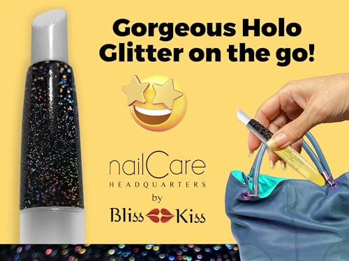 Nail Care Headquarters Refillable Holographic Cuticle Oil Pen for Nails - Empty Holo Squeeze Nail Oil Pen with Brush from by Bliss Kiss 3-Pack