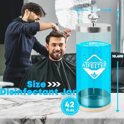 Barbicide 42 oz Disinfectant Jar with Stainless Steel Tray, Sterilizing Jar for Salon or Nail Spa