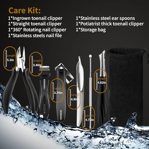 Podiatrist Toenail Clippers for Seniors Thick Toenails, Toe Nail Clippers for Thick Nails for Seniors, Straight Toe Nail Clippers for Men, Ingrown Toenail Clippers and Angled Nail Clipper Set