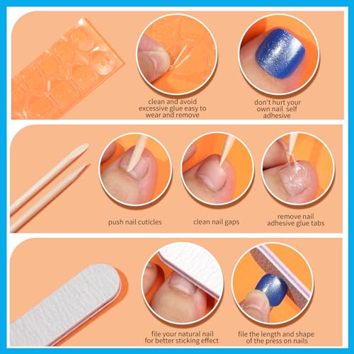 FANDAMEI Press on Toenails, 24 Colors 576PCS Fake Toe Nails Short, French Tip Press ons, Glitter Glossy Matte for Nail Art