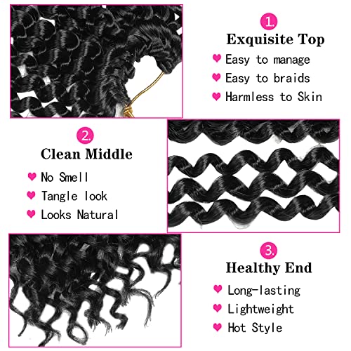Ubeleco Passion Twist Hair 18 Inch 132 Strands Full Head Water Wave Crochet Hair Long Curly Braiding Hair Spring Twist Crochet Braids Hair Extensions for Black Women(18inch,1B)