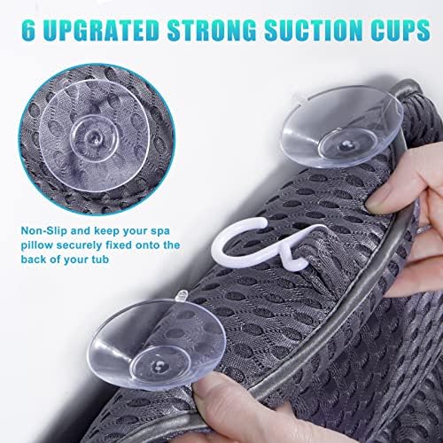 Bath Pillow, Tub Pillow for Bathtub with Strong Non-Slip Suction Cups and Comfortabl 3D AirMesh Bath Pillow for Women &Man