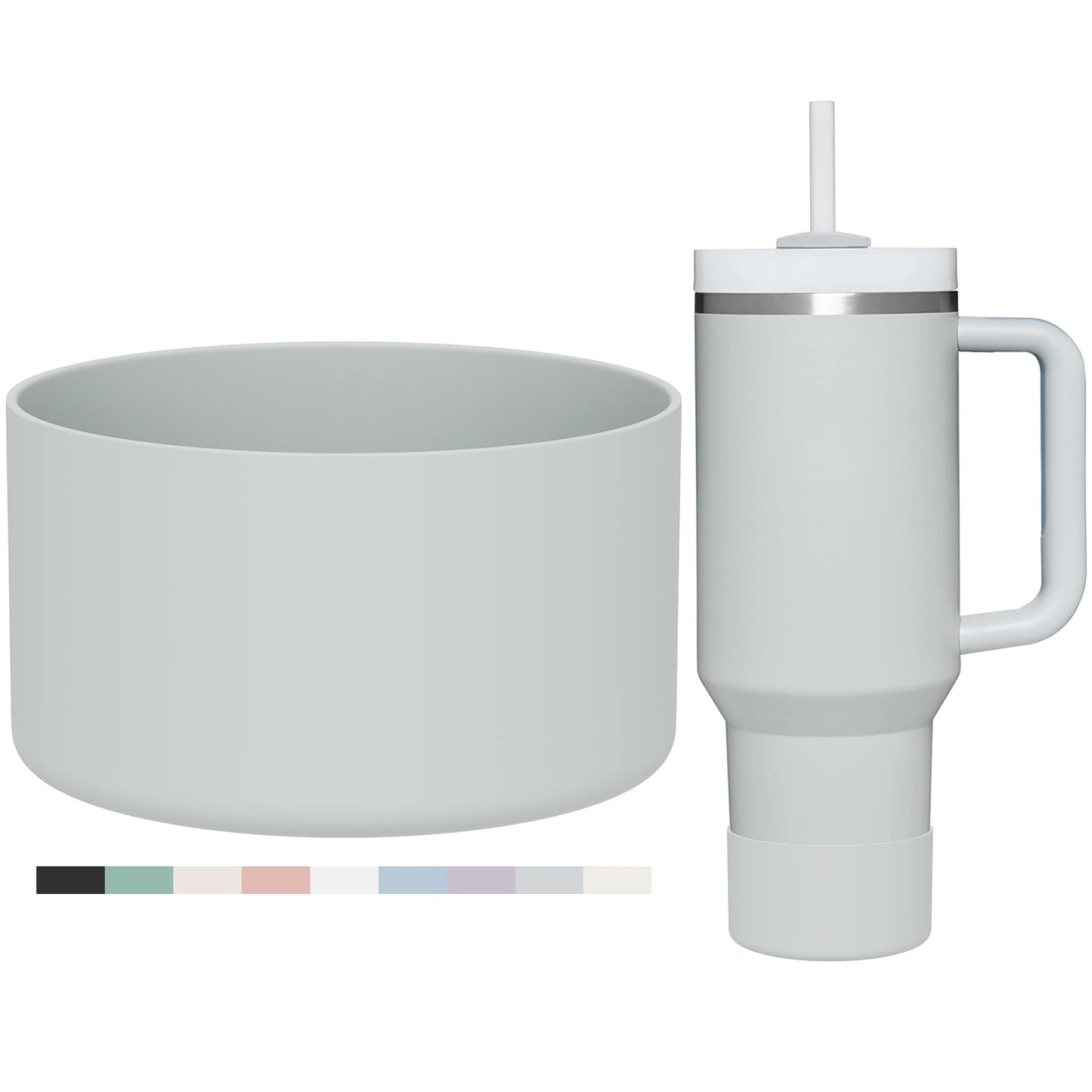 Affute Protective Silicone Boot for Stanley Quencher H2.0 40 30 20 oz & IceFlow Flip 30 20 oz, BPA Free Anti-Noise Anti-Scratch, Stanley Cup Protector Sleeve Cover Boot (Fog)