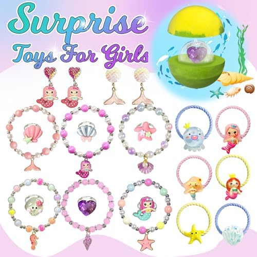Bath Bombs for Girls Kids with Surprise Inside, 20 Pcs Fun Princess Fizzy Bath Bomb with Jewelry Toys, Mermaid Gifts for Daughter Granddaughter Niece, Girls Gift Set for Birthday Christmas