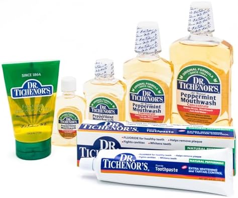 Dr. Tichenor's Peppermint Mouthwash Concentrate - Oral Rinse for Bad Breath and Oral Health with a Minty Punch for Soothing Relief of Minor Sore Throat Irritation - 8 Ounce (Pack of 3)