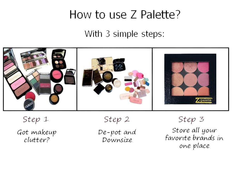 Small Z Palette Magnetic Makeup Palette, Empty Magnetic Palette, Universal Magnet makeup palette for Eyeshadows, Powders, Customizable Beauty Organizer with Clear Window
