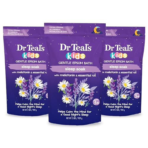 Dr Teal's Kids Gentle Epsom Salt, Sleep Soak with Melatonin & Essential Oil Blend, 2 lbs (Pack of 3)