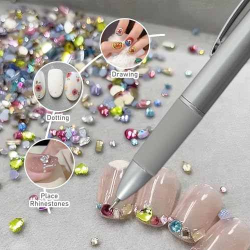 5 in 1 Nail Art Dotting Pen, Nail Dotting Pen Nail Art Dotting Tools in Ballpoint Pen Design Kit, Nail Art Tip Dot Paint Manicure Kit, Professional Nail Art Tool for Beauty Salons DIY (1PC, One Size)