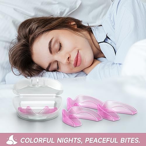 4 Pack Pink Kids Mouth Guard for Teeth Grinding,Comfortable Night Guard,Moldable Child Bite Guard for Clenching Teeth, Mouthguard for Kids
