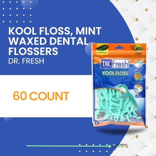 Kool Floss, Mint Waxed Dental Flossers Dr. Fresh, 60 Count (Pack of 3)