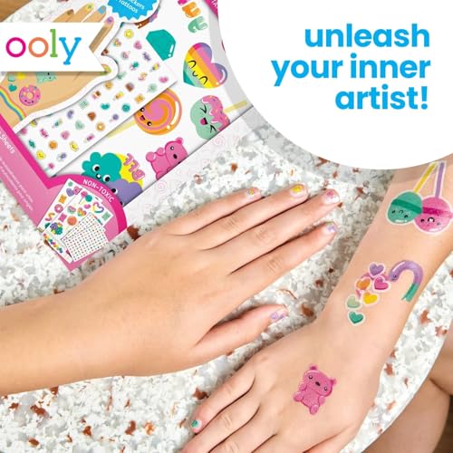 Ooly Set of 35 Unicorn & Rainbow Temporary Tattoos and 192 Nail Stickers for Kids, Non-Toxic, Safe Kids Tattoos, Party Favors, Goodie Bag Stuffers Summer Crafts, Birthday Decorations for Girls Ages +3