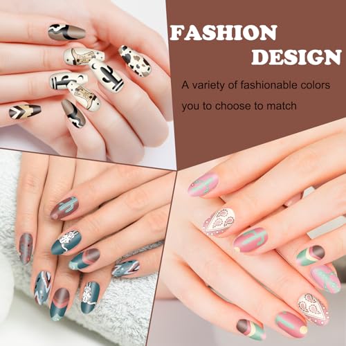 4Pcs Western Nail Plates Stamping Set Cowboy Cowgirl Stamp Templates Nail Art Plates for DIY Print Manicure Salon Design