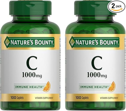 Nature's Bounty Vitamin C 1000mg, Immune Support Supplement, Powerful Antioxidant, 2 Pack, 100 Caplets