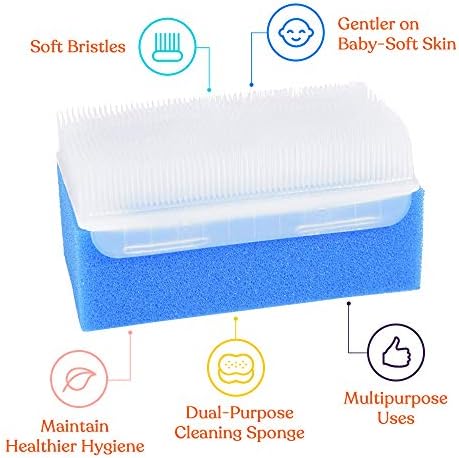 Special Supplies (12 Pack) Baby Bath Sponges Soft Foam Scrubber with Cradle Cap Bristle Brush - Body, Hair, and Scalp Cleaning - Gentle on Infant, Toddler Sensitive Skin - Great Sensory Feel