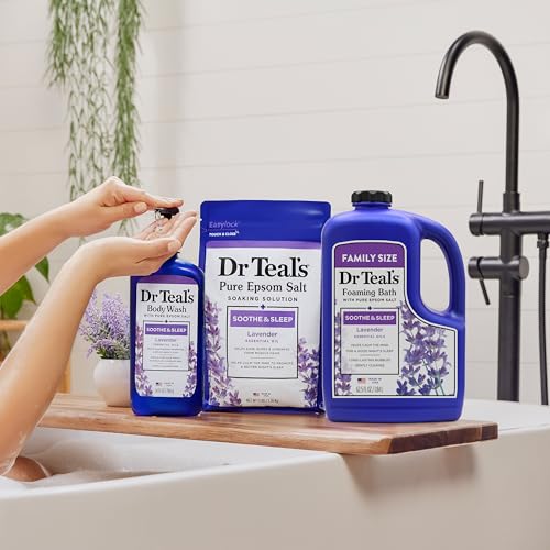 Dr Teal's Foaming Bath with Pure Epsom Salt, Soothe & Sleep with Lavender, 62.5 fl oz