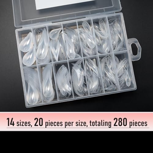 Short Cat Claw Curved Stiletto Nail Dual Forms for Extension, Sculptural Eagle Hawk Acrylic Nails Reusable Full Cover Mold Suitable for Polygel Solid Hard Builder Gel 280Pcs 14 Sizes Q57