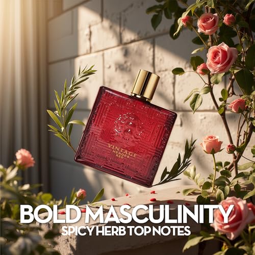 Men's Cologne Eau De Parfume Natural Spray Vintage Heroes Red Perfume with Fruity Warm & Floral Scent 3.4 Fluid Ounce Long Lasting Fragrance