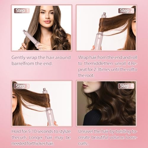 5 in 1 Hot Air Brush - Blow Dryer Brush & Air Curling Wrap Styler with Negative Ion Technology, Hair Dryer Brush for Drying, Curling, Straightening & Styling, Professional Hair Styling Tools