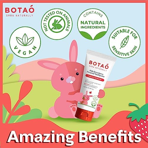 Kids Toothpaste | Natural Strawberry Flavored Anticavity Fluoride Toothpaste Maximum Cavity Protection| EWG Verified, Vegan, SLS Free, Safe to Swallow, Aloe Vera (3Pack)