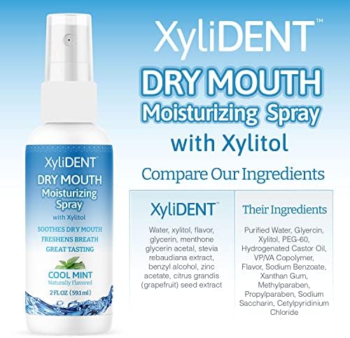 Nature's Stance XyliDENT Xylitol Dry Mouth Spray - Stimulates Saliva, Freshens Breath, Reduces Acid Production, Fast Acting Extended Relief, 2 Ounce (Cool Mint)