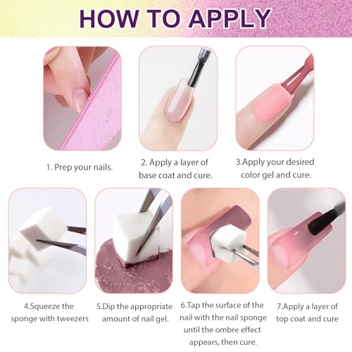 Gradient Painting Gel, 12 Bright Colors Ombre Gel Nail Polish for Pigment Pat Aura Nails, French Manicure DIY Nail Art,Long-lasting, No-wipe Soak of UV Palette Solar Flare