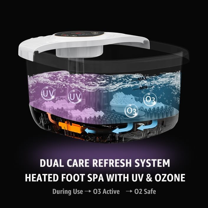 Foot Spa Bath Massager with Heat, Shiatsu Rollers, UV & Ozone Bubbles - Includes Tea Tree Oil Epsom Salt, Relieves Stress and Foot Pain - Home Pedicure Soak Tub Gift for Women/Men, Mom/Dad