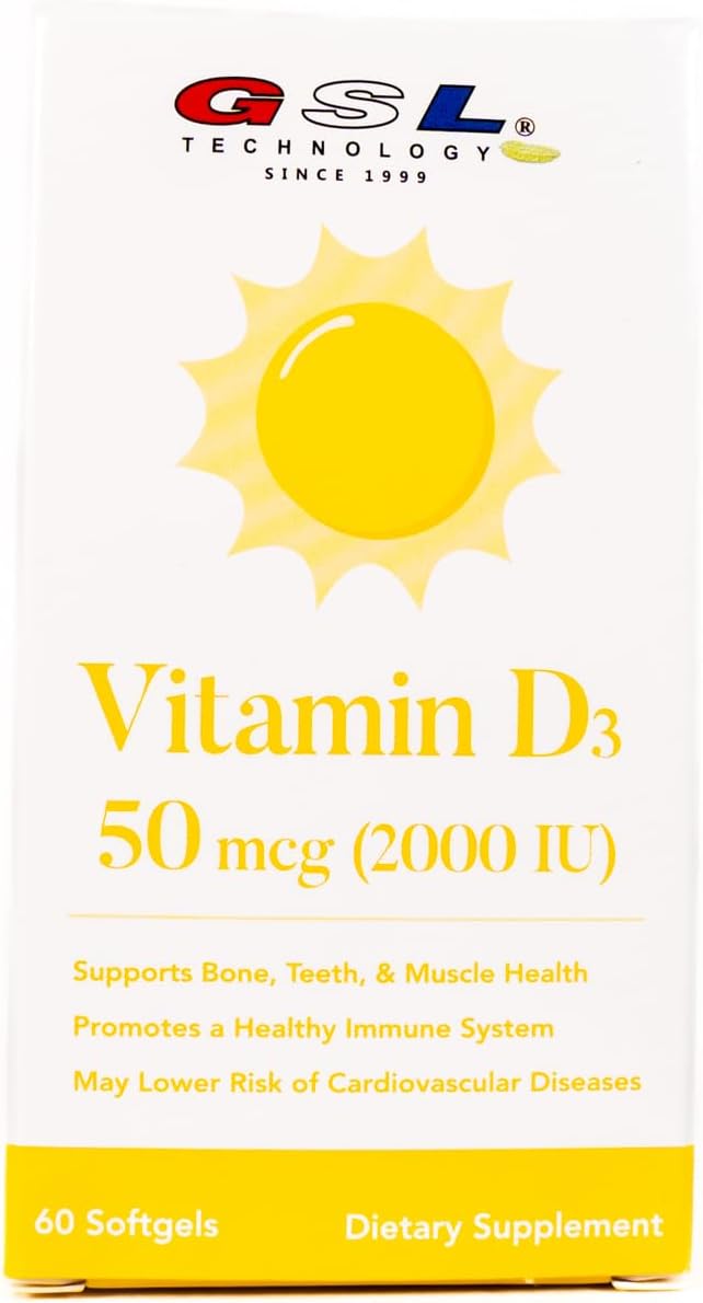 | Vitamin D3 | 50 mcg (2000 IU) Per Softgel | Dietary Supplement for Bone Health | Made in USA | 3 Pack of 60 Count (180 Softgels Total)
