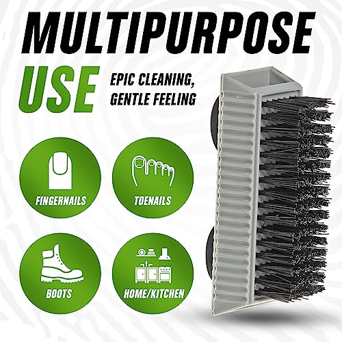 Grip Clean - Heavy Duty Nail Brush for Cleaning Fingernails - Nail Cleaning Scrub Brush for Men & Women - Mechanic Brush. Nail Brush Cleaner for Hands & Under Nails. Stiff Bristle Brush