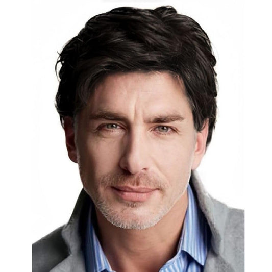 Dai Cloud Mens Black Short Wigs Natural Hair Wig Fluffy Synthetic Fibre Heat Resistant Male Wig