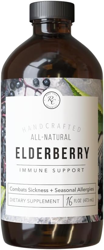 Rowe Casa Organics - Elderberry Immune Support, All Natural Elderberry Syrup with Antioxidants, Zinc and Vitamin C, for Kids and Adults (16 Fl Ounces)