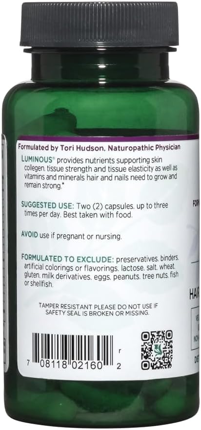 Vitanica, Luminous, Hair, Skin and Nail Support, Vegan, 60 Capsules