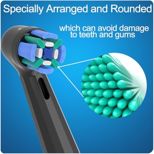 8 Pack Replacement Toothbrush Heads Compatible with Oral B iO, Brush Heads for Oral-B iO 2/3/4/5/6/7/8/9/10/7G Series, with Covers, Black