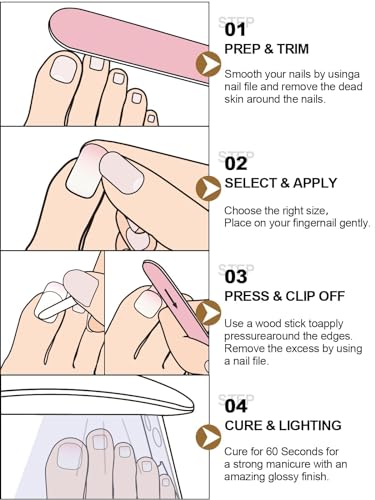 Kalolary White Gel Toenail Strips, Pink Gradient Toenail Stickers Pedicure Strips Long Lasting Salon Quality Nail Wraps with Nail File & Wood Stick(UV/LED Lamp Required