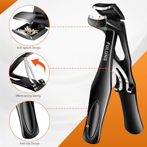 Nail Clippers for Seniors Thick Nails, Slanted Curved Ingrown Toenail Clippers Angled Head Large Toe Nail Clippers for Men Thick Toenails with Wide Jaw Opening Nail Cutter