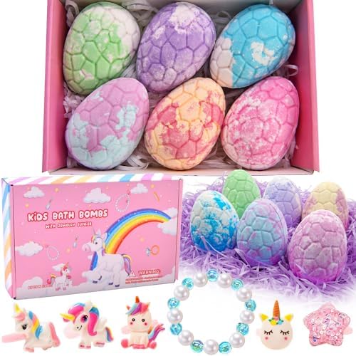 Bath Bombs for Kids with Toys Inside Bath Bombs for Girls with Surprise Inside Unicorn Bubble Bath Toys for Kids Ages 4-8 Gifts Girls Toys Age 4 5 6 7 8 Years Old Toddler Princess Birthday Gift
