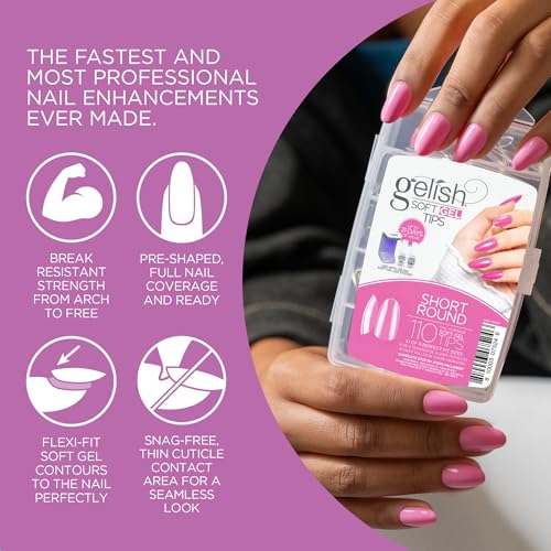Gelish Soft Gel Tips – Professional Quality Gel Nail Tips for Strong, Long-Lasting Manicures – Easy Application, Natural Look, and Perfect Fit Press on Nails.