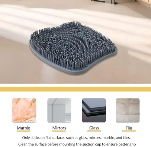 Extra Thicker & Larger Foot Scrubber Mat for Shower, Silicone Back Body Exfoliator Massager Cleaner Washer with Non Slip Suction Cup, Exfoliating Scrub Brush Pad for Women Men Elderly