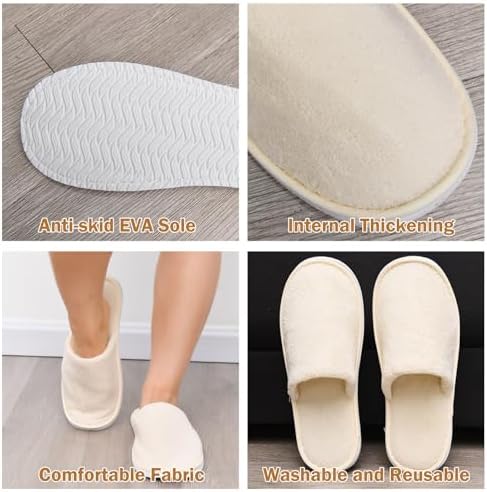 AQUEENLY House Slippers - Washable Spa Slippers Non Slip Indoor Guest Slippers for Shoeless Home, Women & Men