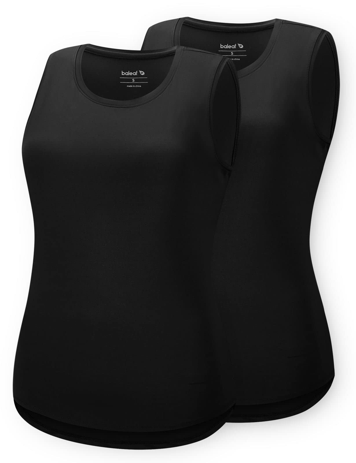 BALEAF Women's Workout Tank Tops Sleeveless Running Shirts Activewear Gym Tops Black 2 Pack Size XS