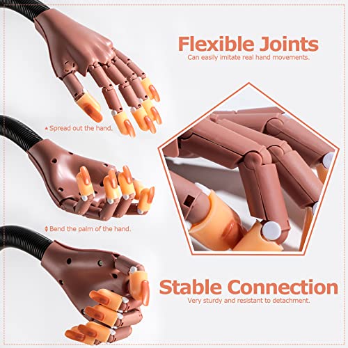 Practice Hand for Acrylic Nails, Flexible Never Fall Off Nail Trainning Adjustable Hands Kits, Fake Hands for Nail Practice, Nail Display Manicure, Movable Nail Maniquin Hand(100PCS Nail Tips)