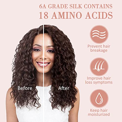 LULUSILK Mulberry Silk Bonnet for Sleeping Women, Real Silk Sleep Cap for Curly Hair and Braids, Pure Head Wrap with Scrunchies, Pink