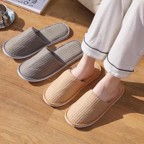6 Pairs Disposable Slippers for Guest, Non Slip Spa Slides Washable Reusable House Shoes Hotel Indoor Slippers for Women Men, Home,Travel