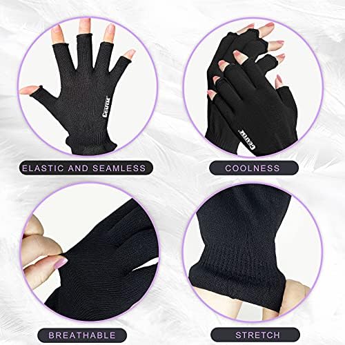 GSAFEME Cotton Gloves Eczema - Fingerless Touchscreen Moisturizing Gloves for Dry Hand Sleeping - Cotton Gloves for Men and Women, Black S/M 3 Pairs