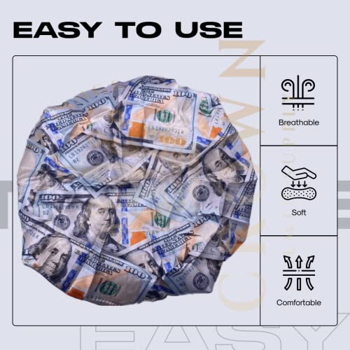 Silky Design Bonnet with Elastic Soft Band, Hair Braid Adjustable Women and Men Bonnets for Sleeping, Comfortable Satin Fabric Bonnet (Mney N)