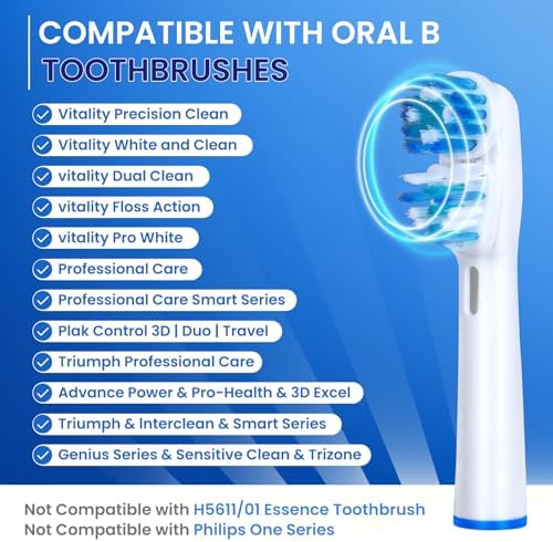 Replacement Brush Heads Compatible with Oral B- Double Clean Design, Double Clean Brush Heads, Compatible with Braun Oral-B Dual Clean Electric Toothbrush (16-Pack)