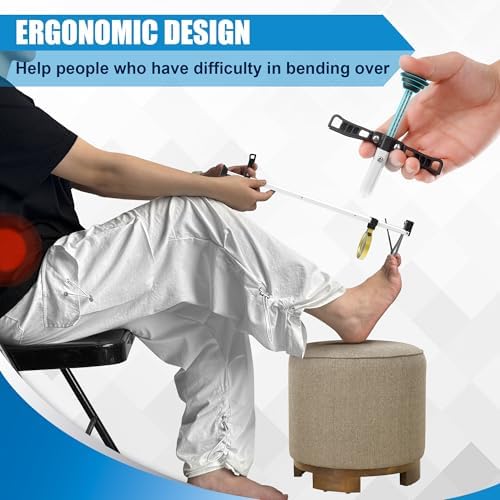 Long Handled Toenail Clippers Wide Jaw Opening, Free Bending, for Thick Nails, for The Seniors, Overweight, Disabled with Arthritis, Easy Reach Pedicure Auxiliary Tools (17" with Magnifier)