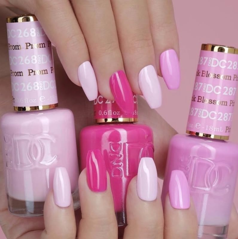 DND DC Gel Polish Set, Pink Collection, UV/LED Gel Polish and Air Dry Nail Lacquer, Matching Chip-Free Polish Duo, 277 Fluorescent Pink, 0.5 Fl Oz