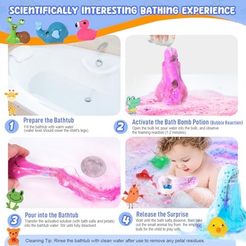 Kids Bath Bombs Potions with Surprise Inside: 6 Pack Organic BathBombs with 12 Mini Toys Easter Gift Set Rich in Natural Essential Oils, Fun Science Toddler Bath Bombs Fizzies for Dry Skin Moisturize
