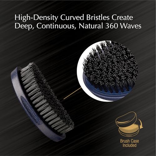Red by Kiss Premium Pocket Wave Brush Hard – Bow Wow Curved Palm Brush for 360 Waves, High Density Hard Bristles for Coarse or Long Hair, Travel Cover, Ideal for Wolfing & Durag Use